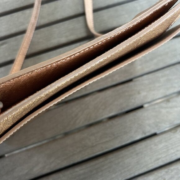 Banana Republic Copper Gold Metallic Fold Over Clutch Crossbody - Picture 6 of 11